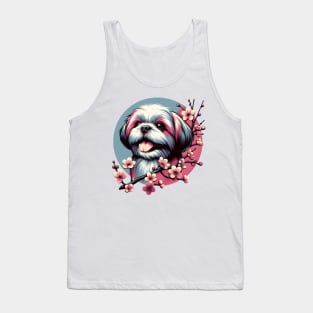 Shih Tzu's Blissful Spring with Cherry Blossoms Tank Top